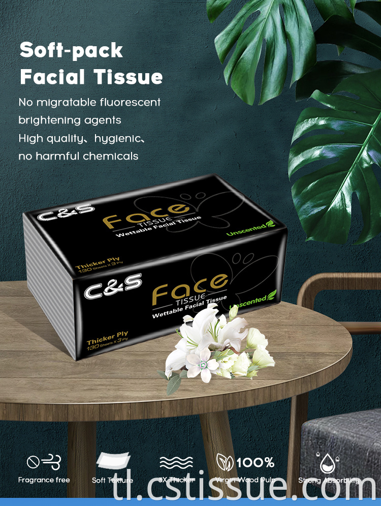 Wettable Facial Tissue Strong Absorption 